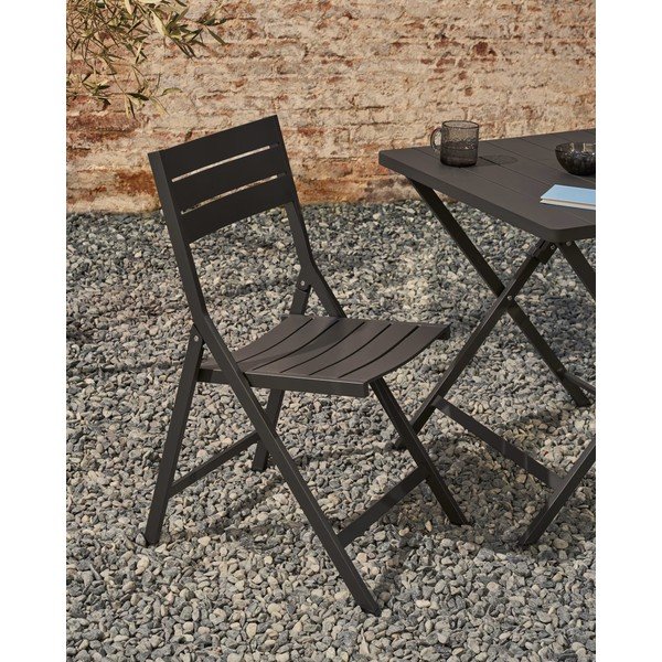 Czarne metalowe krzesło ogrodowe Torreta – Kave Home-image-1