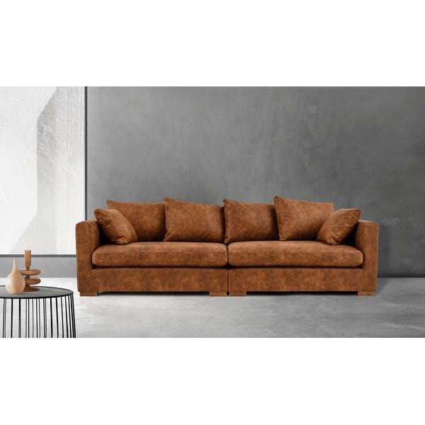 Koniakowa sofa z imitacji skóry 266 cm Hamburg – Scandic-image-1