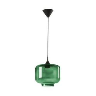 Czarna lampa wisząca z zielonym szklanym kloszem Tierra Bella Ambar, ø 25 cm