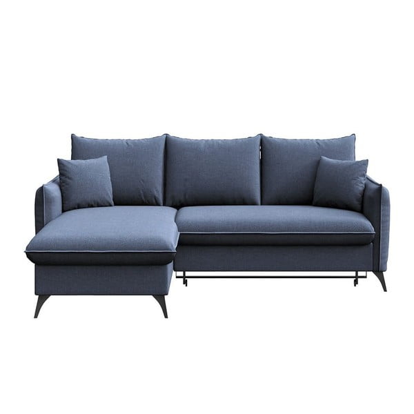 Niebieski rozkładany narożnik ze schowkiem (lewostronny/z szezlongiem) Brim – Rodier