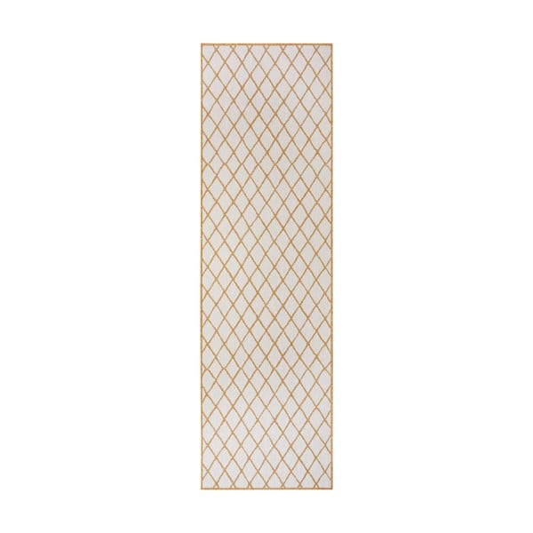 Żółto-biały dywan odpowiedni na zewnątrz 80x350 cm Malaga – NORTHRUGS