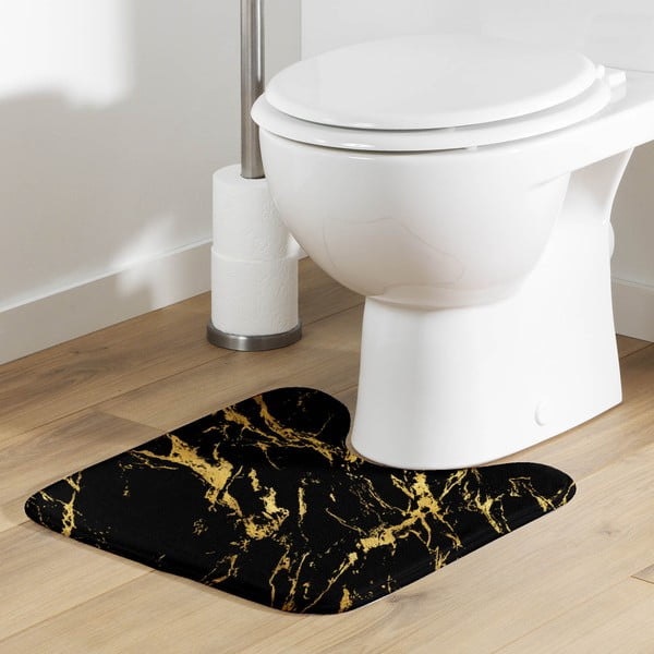Dywanik łazienkowy w czarno-złotym kolorze 45x45 cm Aquamarbre – douceur d'intérieur-image-1