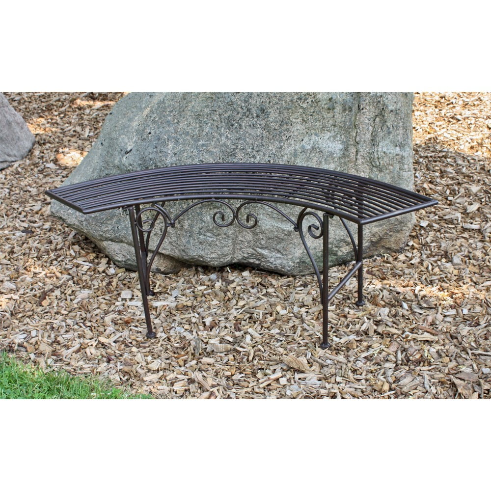 Czarno-ciemnobrązowa metalowa ławka ogrodowa Fuego – Garden Pleasure (zdjęcie 11)