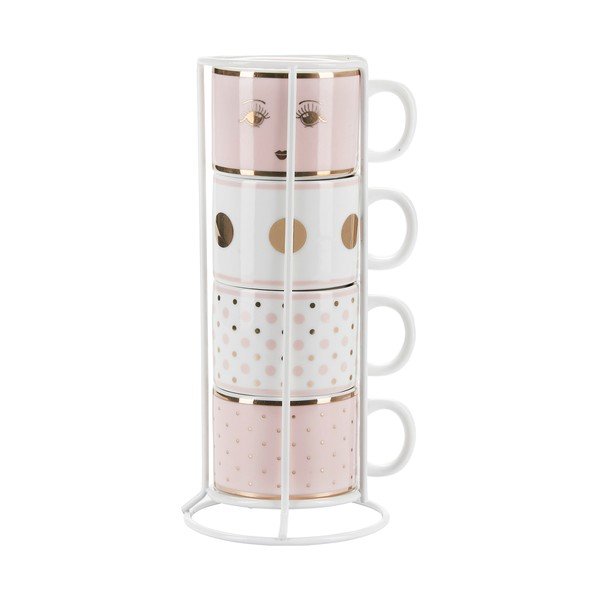 Zestaw 4 porcelanowych kubków i stojaka Miss Étoile