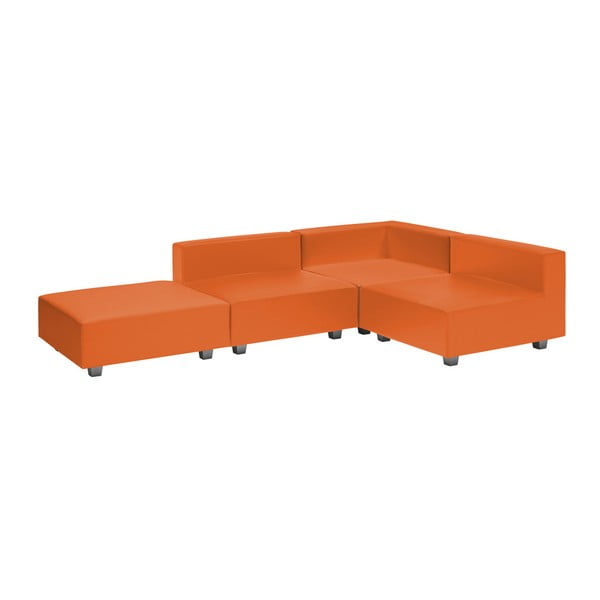 Pomarańczowa sofa narożna trzyczęściowa z podnóżkiem 13Casa Silvia