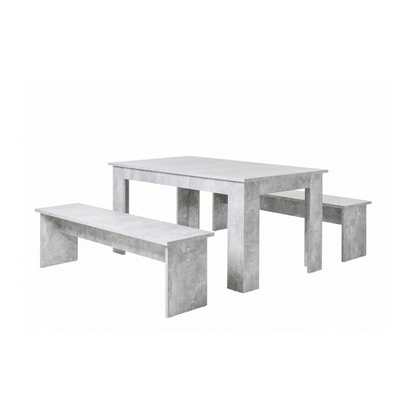 Zestaw stołu i 2 ławek z betonowym dekorem Intertrade Munich, 90x160 cm