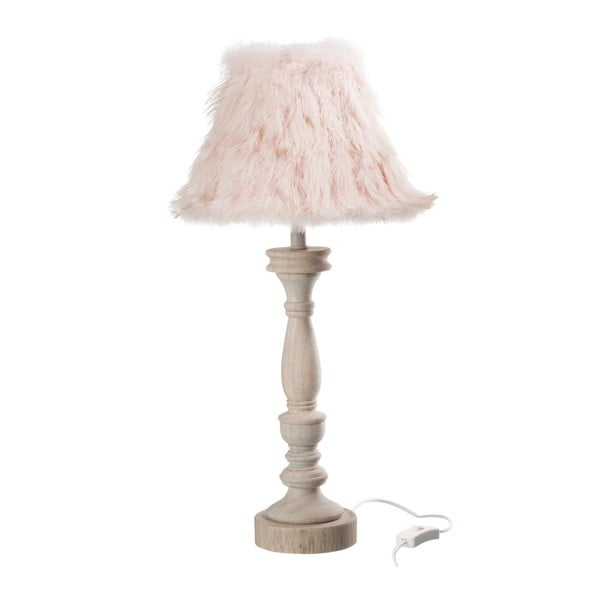 Kremowa lampa stołowa z abażurem z piór J-Line Ostrich