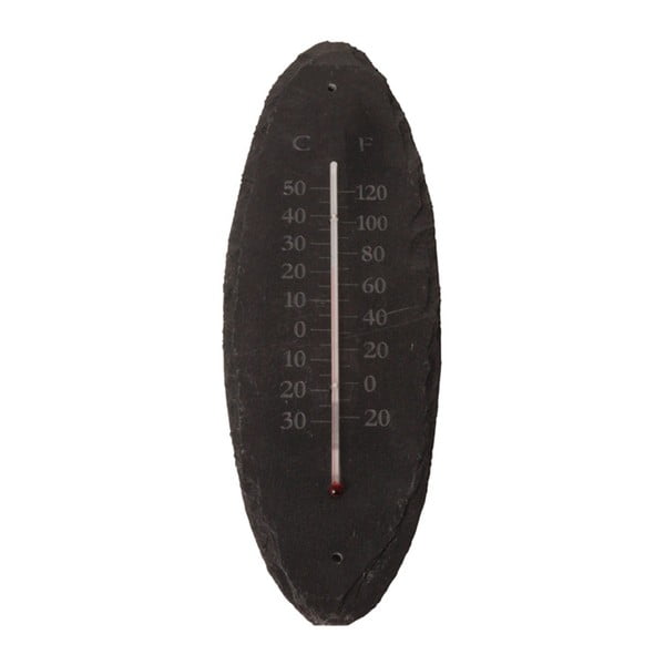 Mały zewnętrzny termometr wiszący z łupku Esschert Design, 30x10 cm