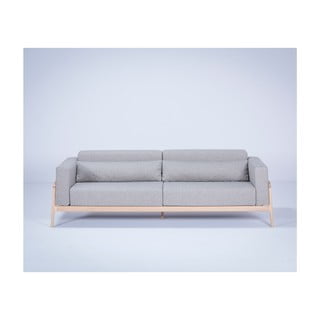 Szara sofa z konstrukcją z litego drewna dębowego Gazzda Fawn Plus, 240 cm