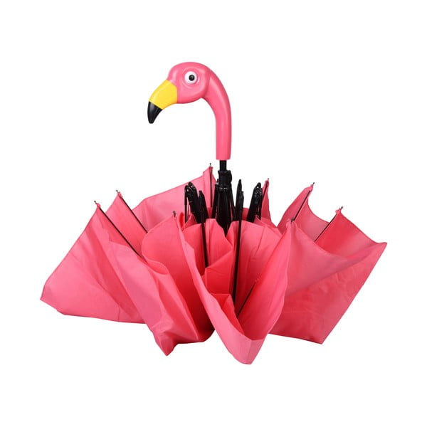 Różowy parasol składany Esschert Design Flamingo, ⌀ 96,5 cm