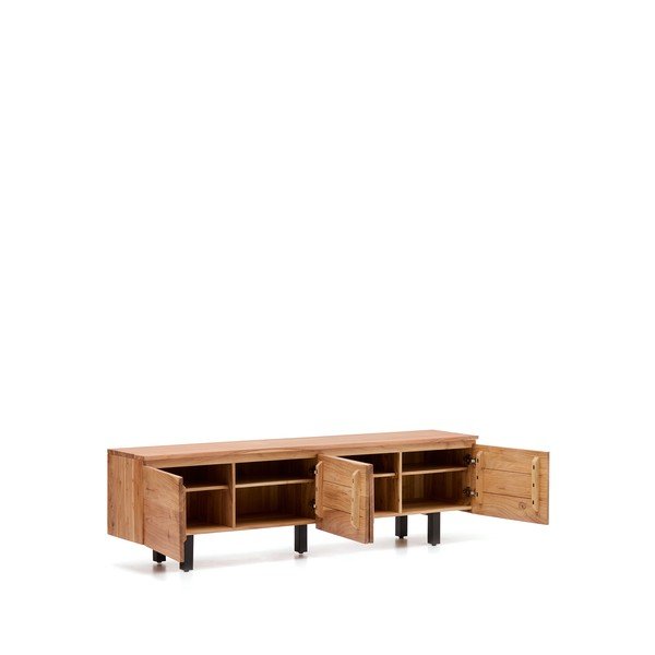 Szafka pod TV z litego drewna akacjowego w naturalnym kolorze 200x58x40 cm Uxue – Kave Home-image-3