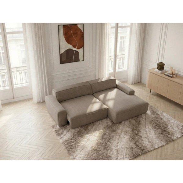 Szarobrązowy rozkładany/z elektryczną regulacją siedziska narożnik (prawostronny) Abel – Bobochic Paris-image-4