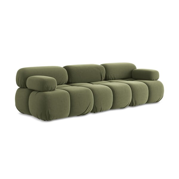 Jasnozielona aksamitna sofa modułowa 285 cm Lokua – Makamii-image-3