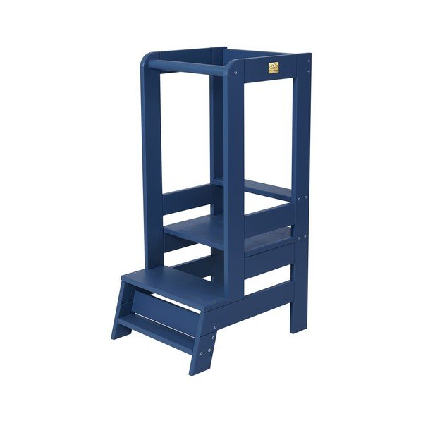 Niebieski pomocnik kuchenny dla dzieci z litego drewna sosnowego Montessori – Meowbaby