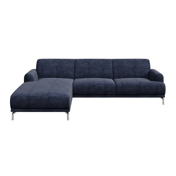 Niebieska sofa narożna MESONICA Puzo, lewy róg