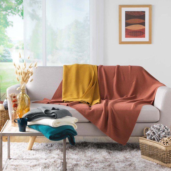 Koc dzianinowy 125x150 cm Tricotine – douceur d'intérieur-image-3