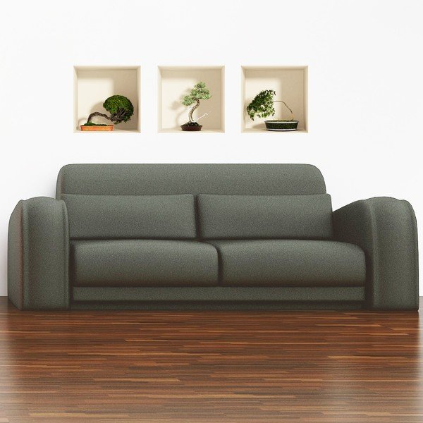 Zestaw 3 naklejek 3D Ambiance Bonsais-image-2