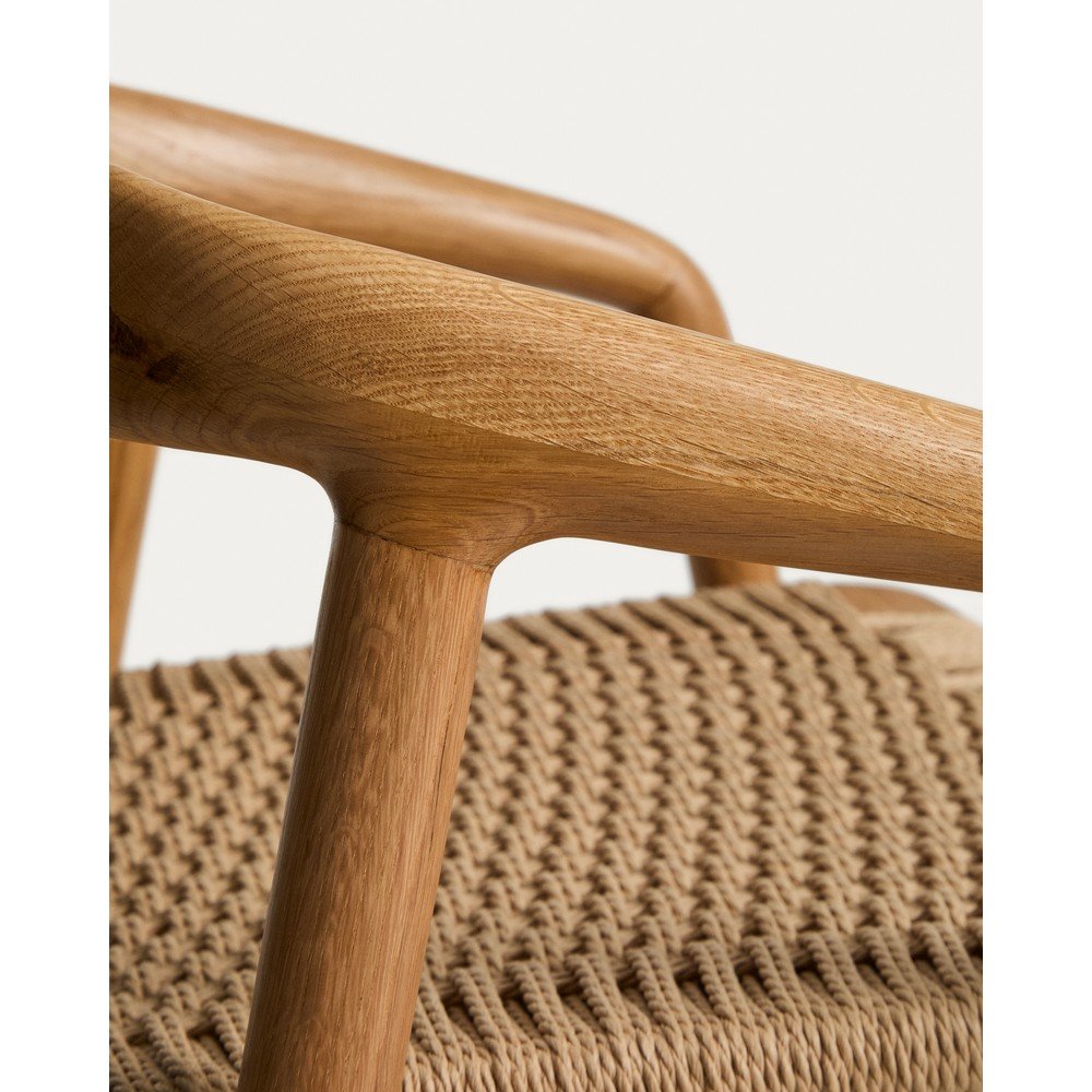 Hoker z podłokietnikami z litego drewna dębowego w naturalnym kolorze (wysokość siedziska 65 cm) Derile – Kave Home (zdjęcie 3)