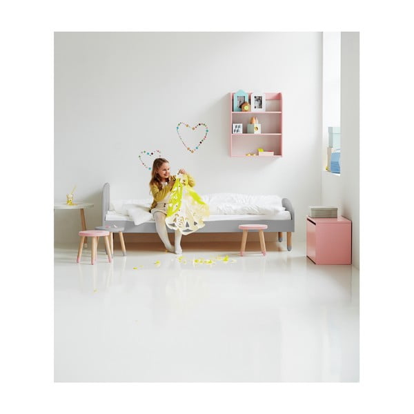 Szare łóżko dziecięce Flexa Dots, 90x200 cm-image-1