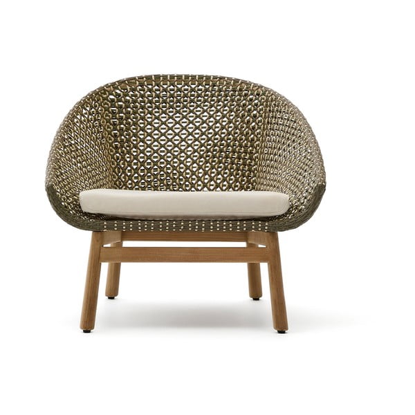 Zielono-naturalny drewniany fotel ogrodowy Olbia – Kave Home-image-4