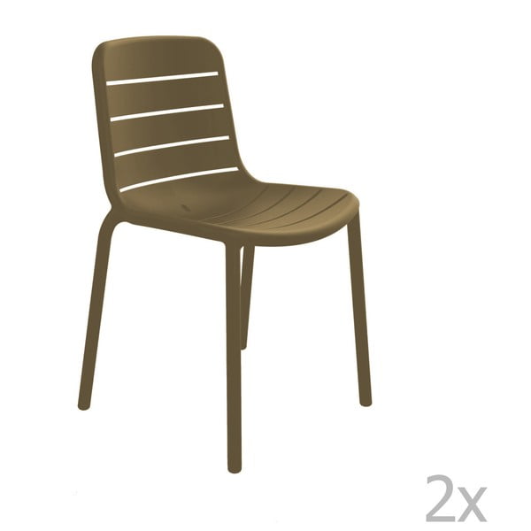 Zestaw 2 brązowych krzeseł ogrodowych Resol Gina
