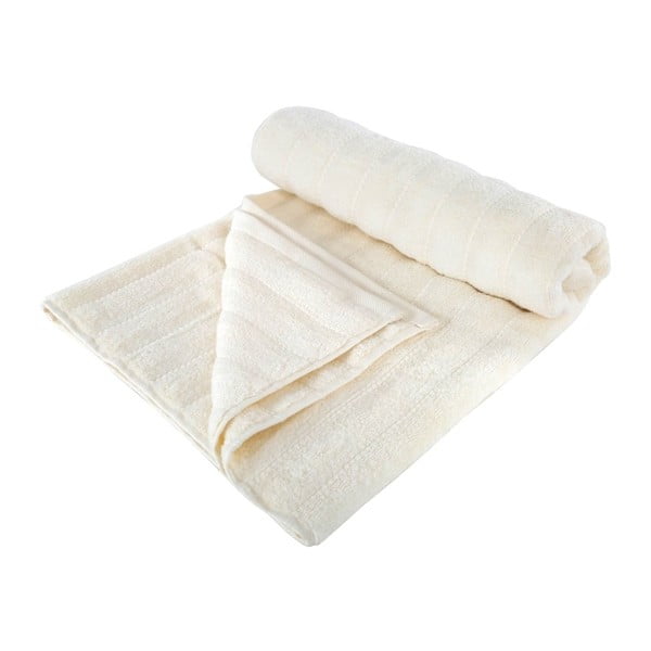 Kremowy ręcznik kąpielowy z czesanej bawełny Pierre, 90x150 cm