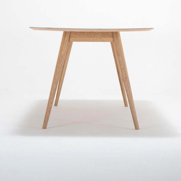 Stół z litego drewna dębowego z granatowym blatem Gazzda Linn, 200x90 cm-image-3