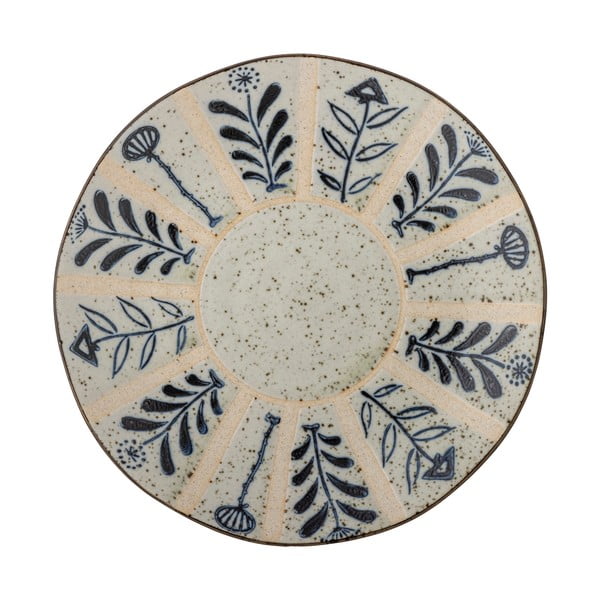 Jasnoniebiesko-kremowy kamionkowy talerz ø 21 cm Leonie – Bloomingville-image-4