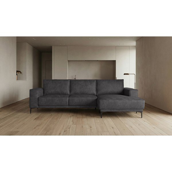 Antracytowy narożnik z imitacji skóry (prawostronny) Copenhagen – Scandic-image-4