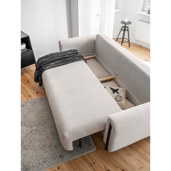 Beżowa rozkładana/ze schowkiem sofa z materiału bouclé 244 cm Arcadova – ELTAP-image-4