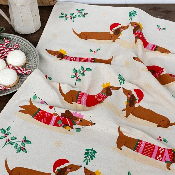 Bawełniana ścierka 70x50 cm Festive Sausage Dog – Rex London-image-1