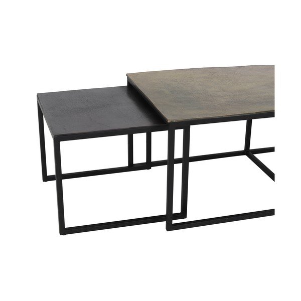Czarno-brązowe metalowe stoliki zestaw 3 szt. 50x120 cm Kumalu – Light & Living-image-2