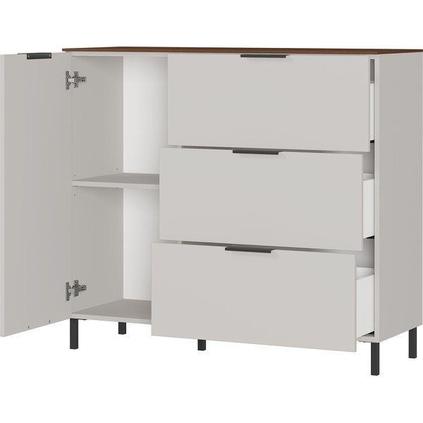 Szarobeżowa niska komoda w dekorze orzecha 109x98 cm California – Germania-image-1