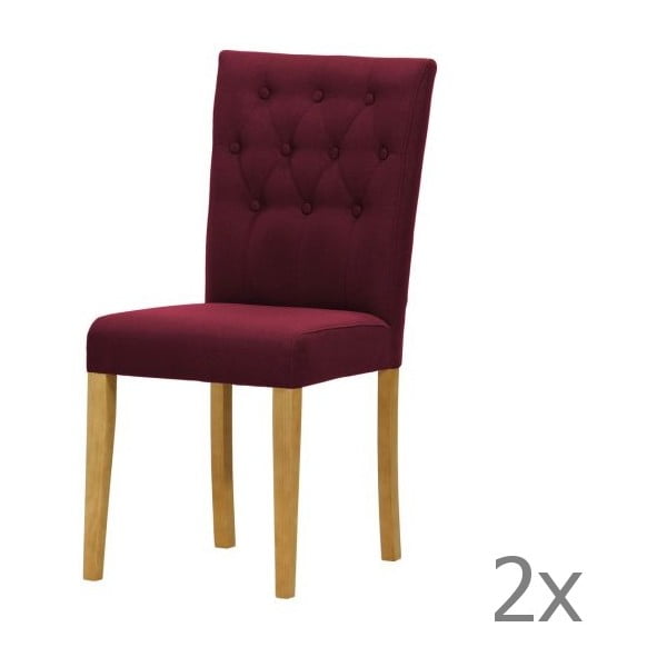 Komplet 2 krzeseł Monako Etna Dark Violet, naturalne nóżki