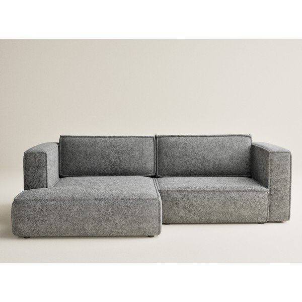 Szary rozkładany/ze schowkiem narożnik z tkaniny szenilowej (lewostronny/z szezlongiem) Velto – Maison de Rêve-image-2