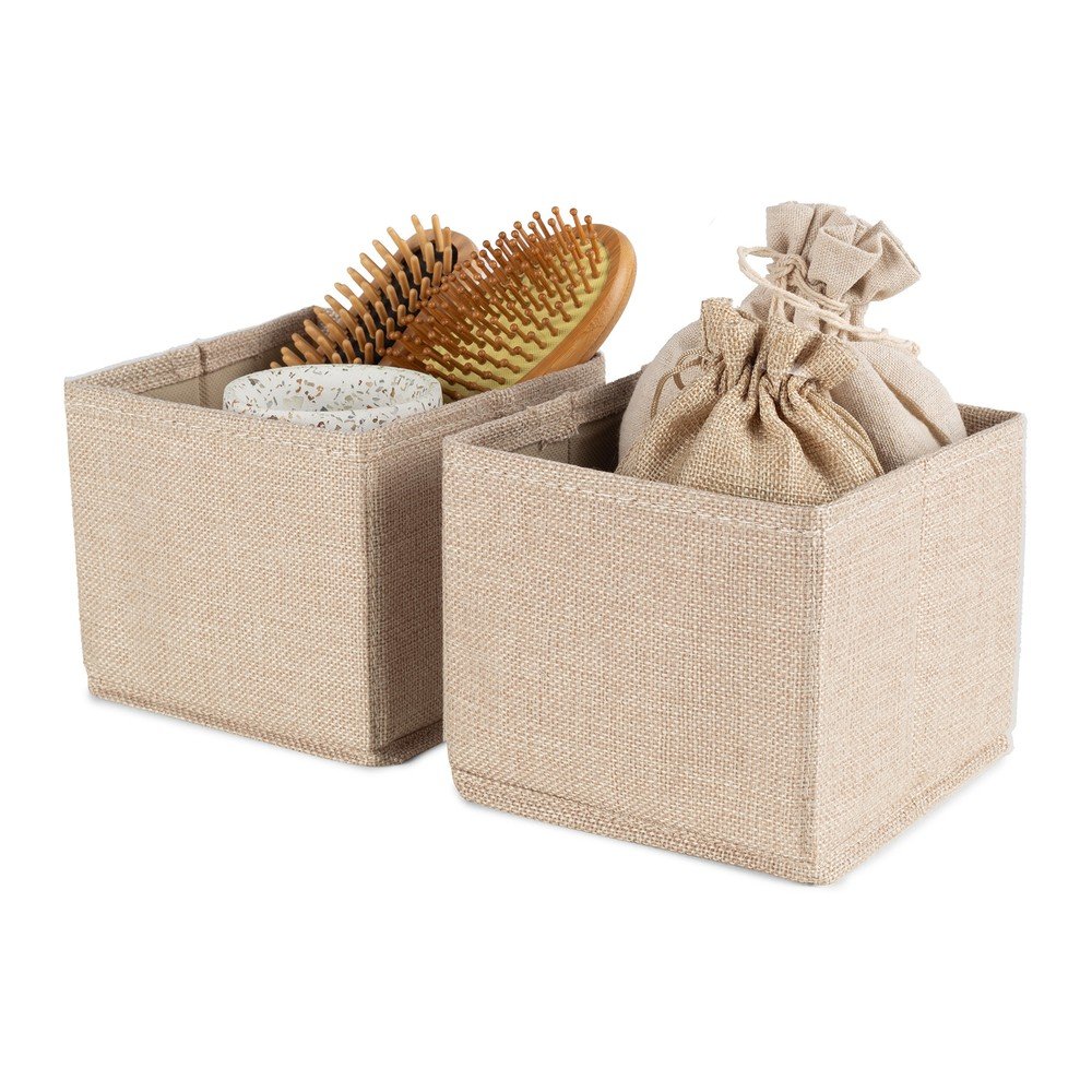 Beżowe tekstylne pojemniki zestaw 2 szt. 14x12x12 cm Sandy – Compactor (zdjęcie 6)