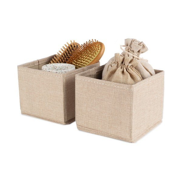 Beżowe tekstylne pojemniki zestaw 2 szt. 14x12x12 cm Sandy – Compactor-image-3