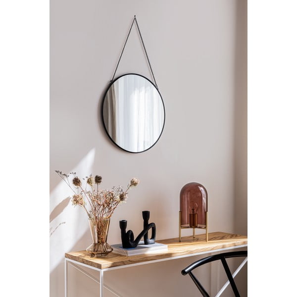 Czarne lustro ścienne Bonami Essentials Moira, ø 40 cm-image-1