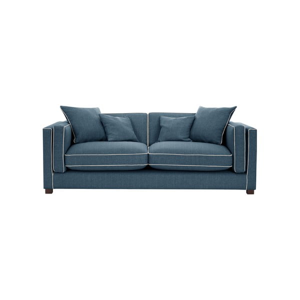 Niebieska sofa 3-osobowa z kremowym wykończeniem Rodier Organdi