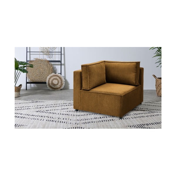 Musztardowy sztruksowy moduł sofy (strona zmienna) Nihad modular – Bobochic Paris-image-1