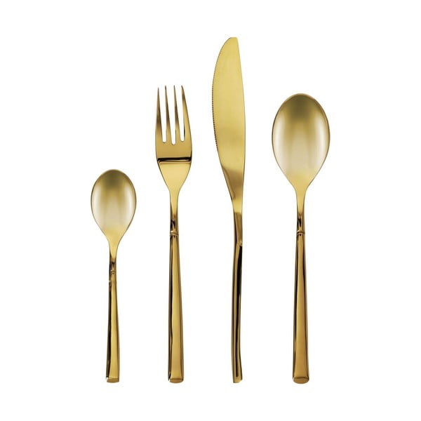 Sztućce ze stali nierdzewnej w kolorze złota 16 szt. Lite – Kave Home