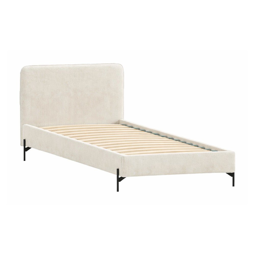 Beżowe tapicerowane łóżko ze stelażem 90x200 cm Barker – Ropez