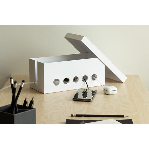 Biały kartonowy organizer na kable Cordy Paper Laminate – Bigso-image-4