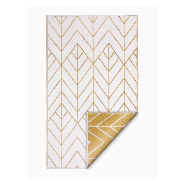 Beżowy dwustronny dywan na zewnątrz z tworzywa sztucznego z recyklingu z detalami w kolorze złota Fab Hab Sydney, 150x240 cm-image-2