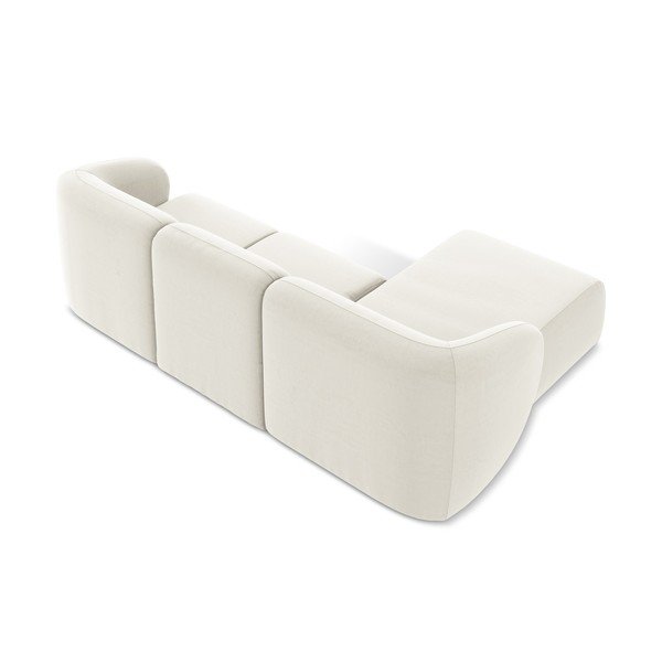 Beżowy aksamitny narożnik (lewostronny/z szezlongiem) Lani – Makamii-image-3