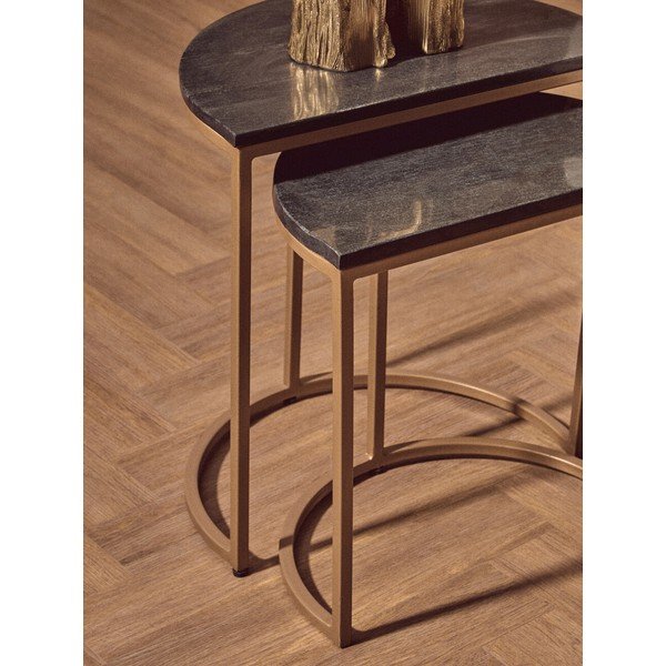 Stoliki zestaw 2 szt. z marmurowym blatem 28x45 cm Varana – Premier Housewares-image-3