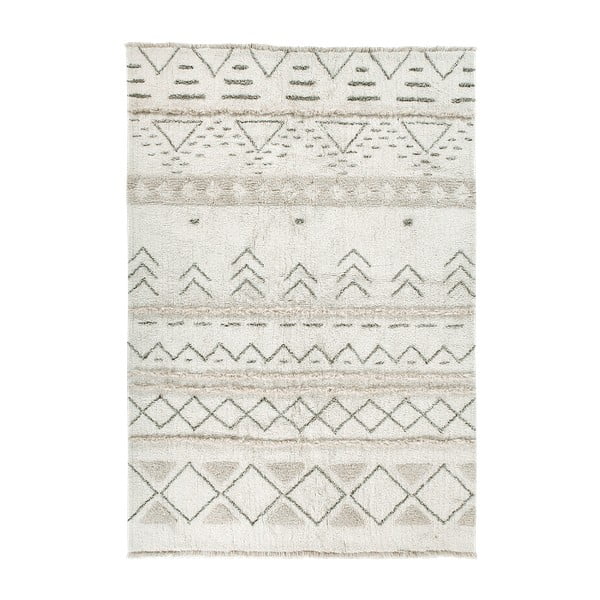 Kremowy wełniany dywan tkany ręcznie odpowiedni do prania 140x200 cm Lakota Day – Lorena Canals