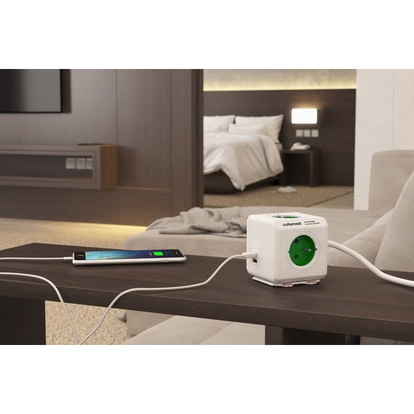 Rozgałęźnik do gniazdka 13 cm PowerCube Extended USB – Cubenest-image-1