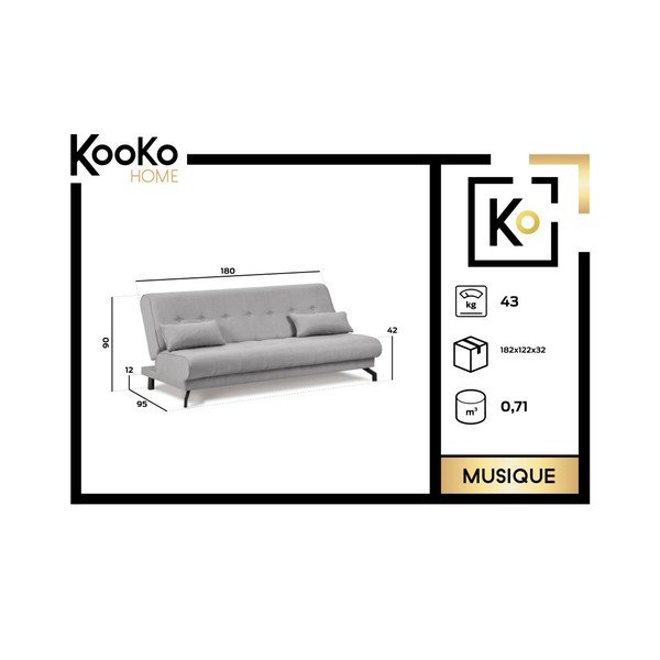 Szarobeżowa rozkładana sofa Kooko Home Musique-image-2