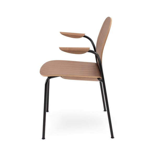 Koniakowe/w naturalnym kolorze krzesła zestaw z podłokietnikami/sztaplowane 2 szt. w dekorze orzecha Book – Gazzda-image-3